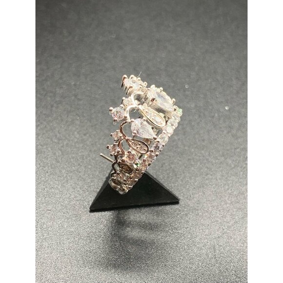 Sterling Silver CROWN Ring Size 7 CZ 925 PAJ Tiara Ring Fancy Jewelry - Picture 4 of 6